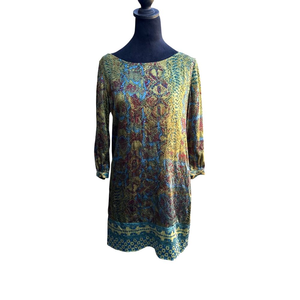 Hale Bob 94% Silk Paisley Tunic Dress Y2K Boho Size Small